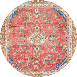 Round Abstract Brown Modern Rug, abs2130