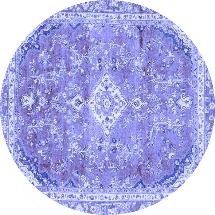Round Abstract Blue Modern Rug, abs2130blu