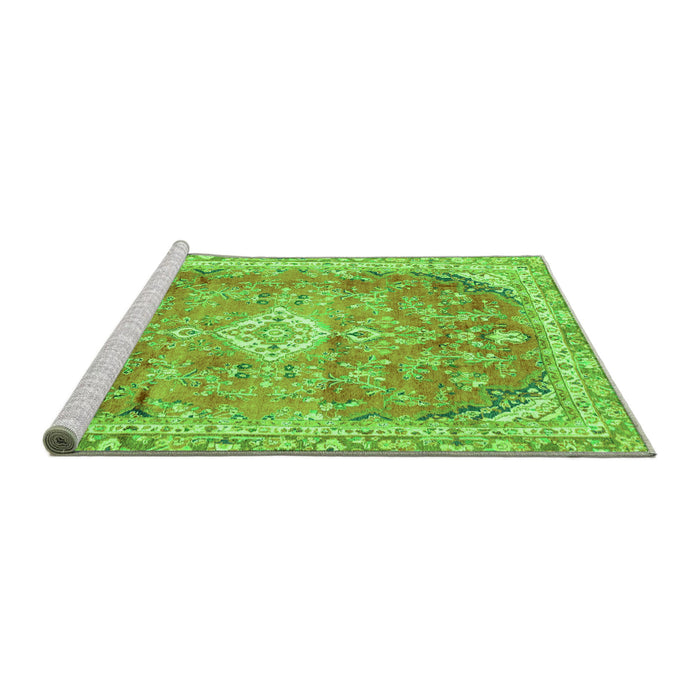 Sideview of Machine Washable Abstract Green Modern Area Rugs, wshabs2130grn