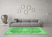 Machine Washable Abstract Emerald Green Modern Area Rugs in a Living Room,, wshabs2130emgrn