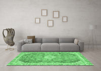 Machine Washable Abstract Emerald Green Modern Rug, wshabs2130emgrn