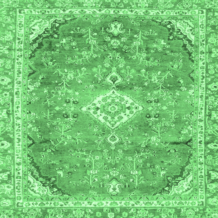 Square Abstract Emerald Green Modern Rug, abs2130emgrn