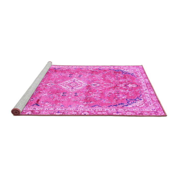 Sideview of Machine Washable Abstract Pink Modern Rug, wshabs2130pnk