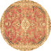 Round Abstract Brown Modern Rug, abs2130brn