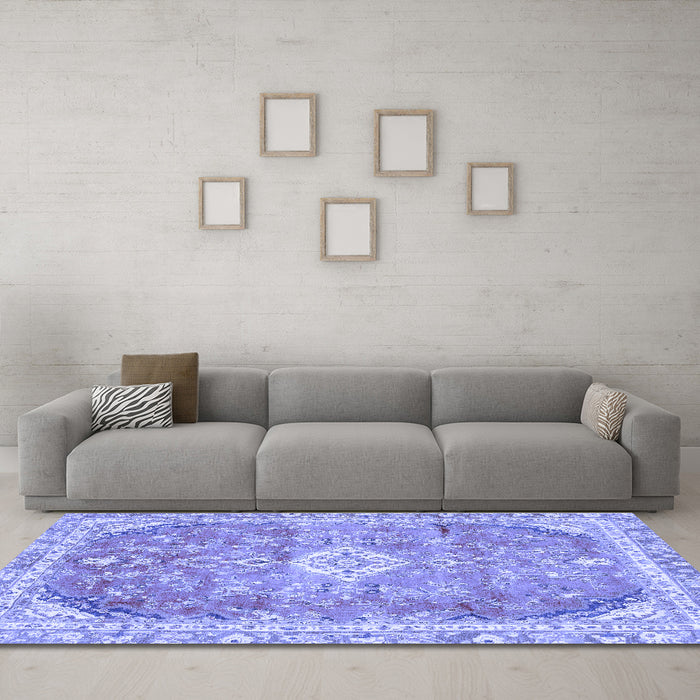 Machine Washable Abstract Blue Modern Rug in a Living Room, wshabs2130blu
