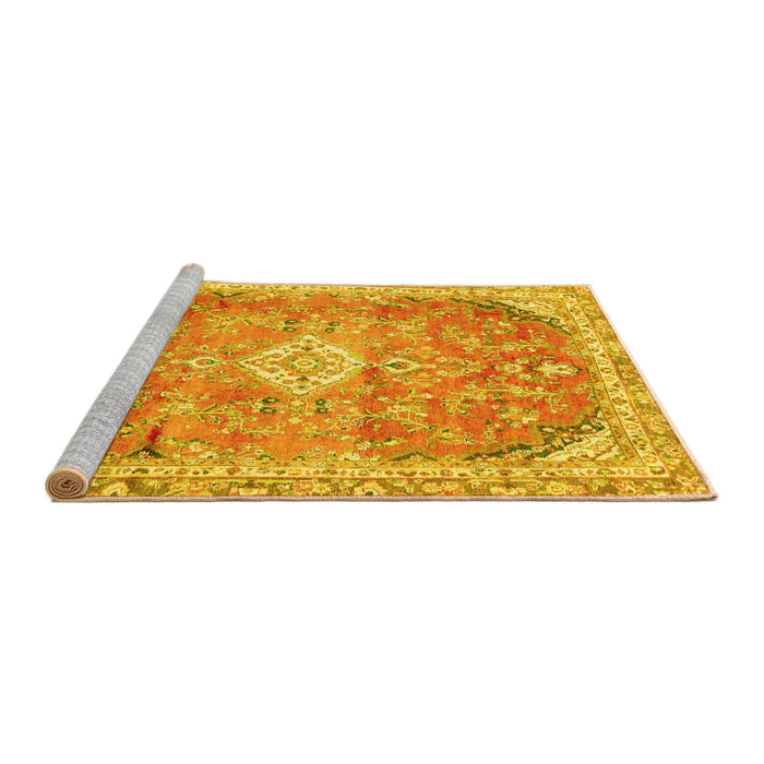 Sideview of Machine Washable Abstract Yellow Modern Rug, wshabs2130yw