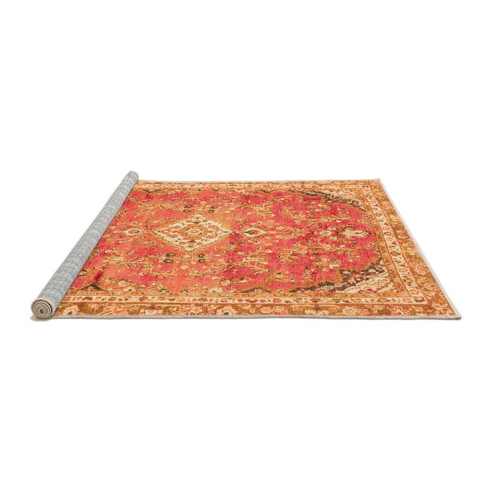 Sideview of Machine Washable Abstract Orange Modern Area Rugs, wshabs2130org