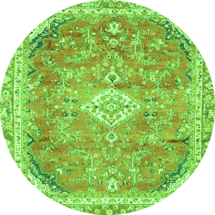 Round Abstract Green Modern Rug, abs2130grn