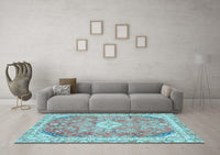 Machine Washable Abstract Light Blue Modern Rug, wshabs2130lblu