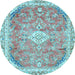 Round Abstract Light Blue Modern Rug, abs2130lblu