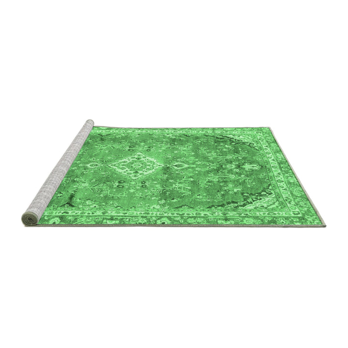 Sideview of Machine Washable Abstract Emerald Green Modern Area Rugs, wshabs2130emgrn