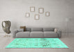 Machine Washable Abstract Turquoise Modern Area Rugs in a Living Room,, wshabs2131turq