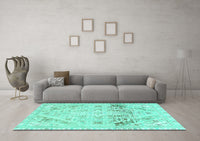 Machine Washable Abstract Turquoise Modern Rug, wshabs2131turq