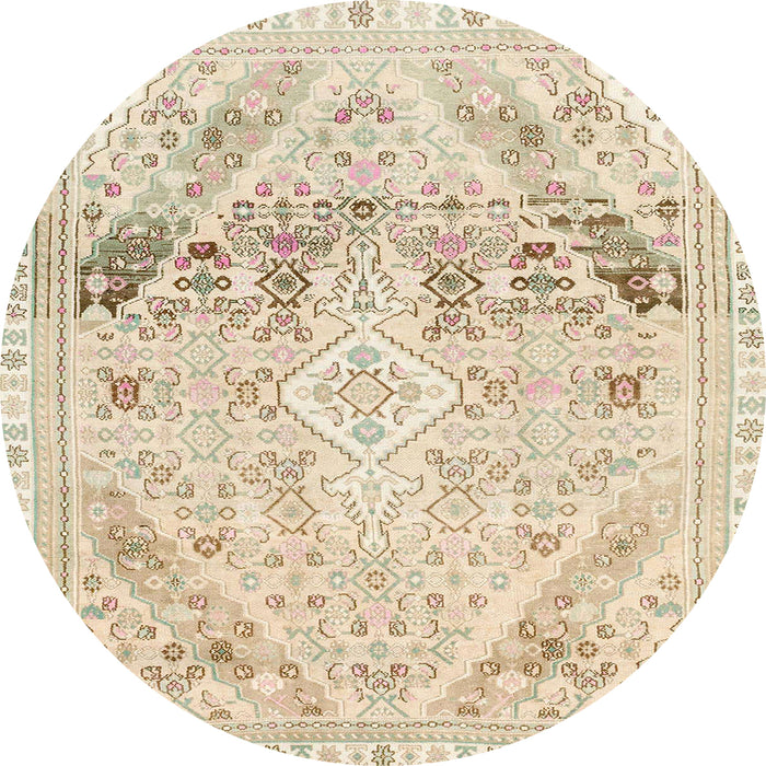 Round Machine Washable Abstract Brown Sugar Brown Rug, wshabs2131