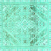 Square Machine Washable Abstract Turquoise Modern Area Rugs, wshabs2131turq