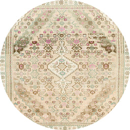 Round Abstract Brown Modern Rug, abs2131