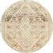 Round Abstract Brown Modern Rug, abs2131