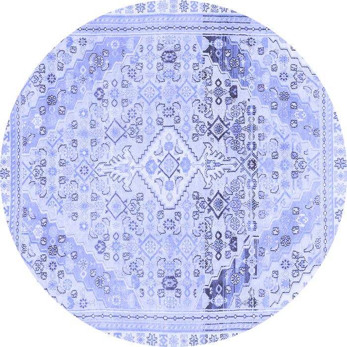 Round Abstract Blue Modern Rug, abs2131blu