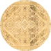 Round Abstract Brown Modern Rug, abs2131brn