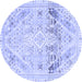 Round Machine Washable Abstract Blue Modern Rug, wshabs2131blu