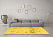 Machine Washable Abstract Yellow Modern Rug in a Living Room, wshabs2131yw