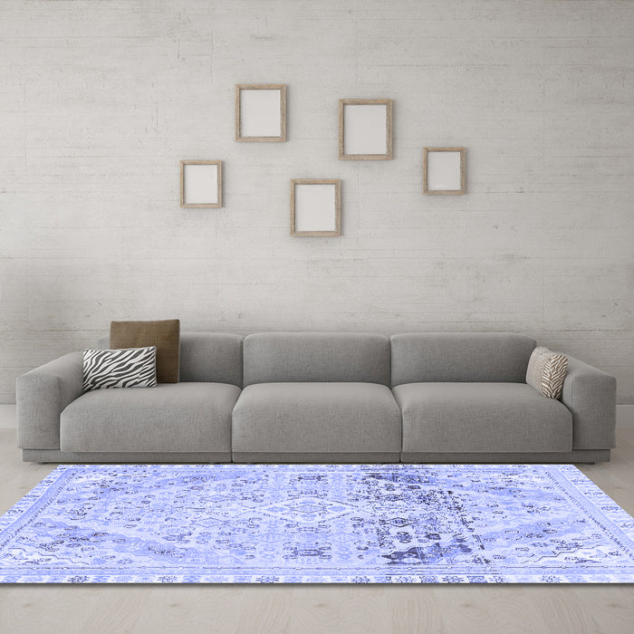 Machine Washable Abstract Blue Modern Rug in a Living Room, wshabs2131blu
