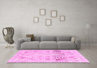 Machine Washable Abstract Pink Modern Rug, wshabs2131pnk