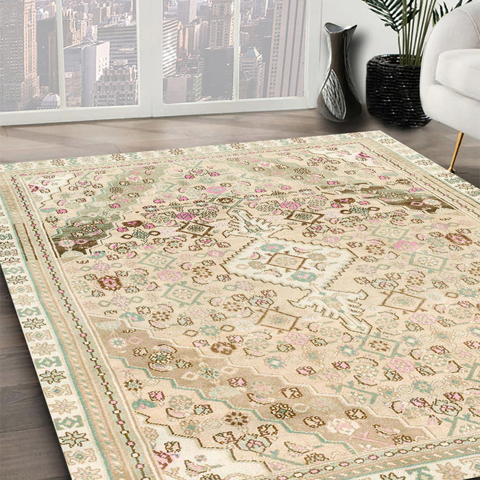 Abstract Brown Modern Rug in Family Room, abs2131