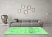 Machine Washable Abstract Emerald Green Modern Area Rugs in a Living Room,, wshabs2131emgrn