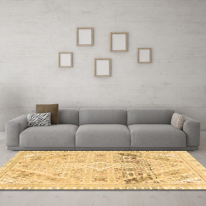 Machine Washable Abstract Brown Modern Rug in a Living Room,, wshabs2131brn