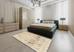 Abstract Brown Modern Rug in a Bedroom, abs2131