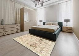 Abstract Brown Modern Rug in a Bedroom, abs2131