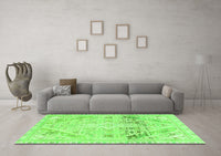 Machine Washable Abstract Green Modern Rug, wshabs2131grn