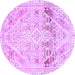 Round Machine Washable Abstract Purple Modern Area Rugs, wshabs2131pur