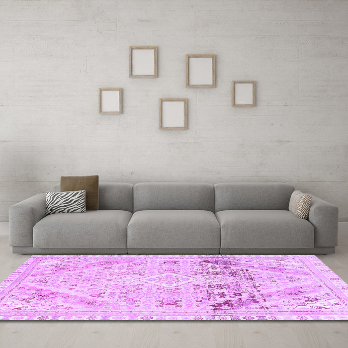 Machine Washable Abstract Purple Modern Area Rugs in a Living Room, wshabs2131pur