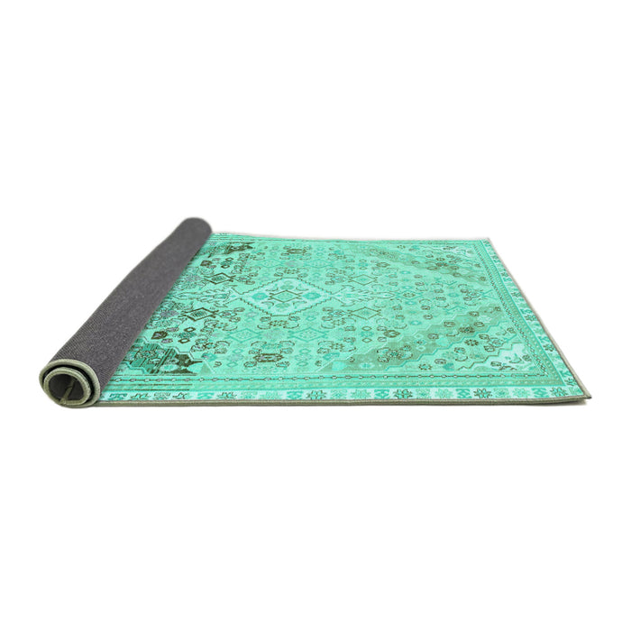 Sideview of Abstract Turquoise Modern Rug, abs2131turq