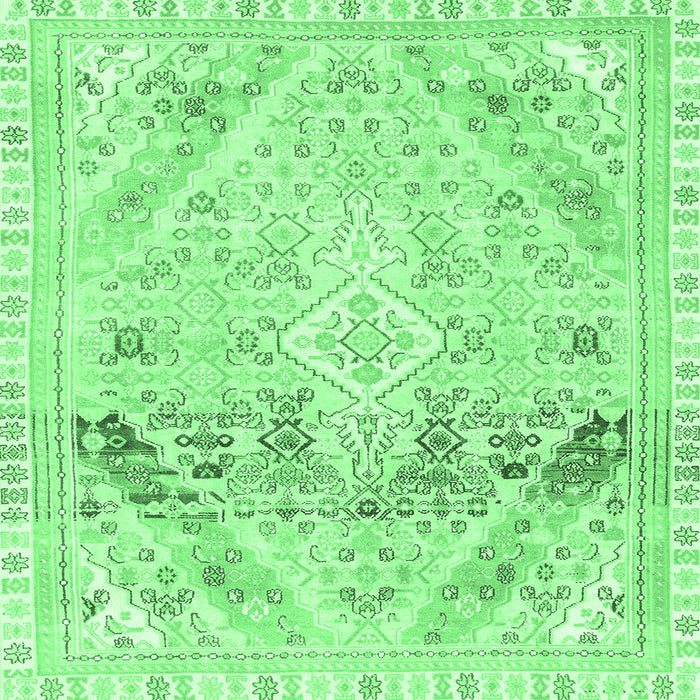 Square Abstract Emerald Green Modern Rug, abs2131emgrn