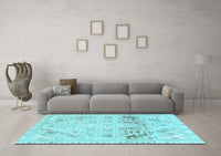 Machine Washable Abstract Light Blue Modern Rug, wshabs2131lblu