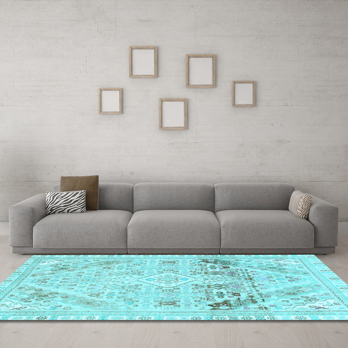 Machine Washable Abstract Light Blue Modern Rug in a Living Room, wshabs2131lblu