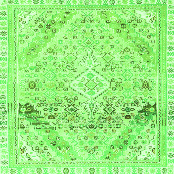 Square Machine Washable Abstract Green Modern Area Rugs, wshabs2131grn
