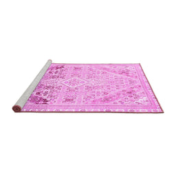 Sideview of Machine Washable Abstract Pink Modern Rug, wshabs2131pnk