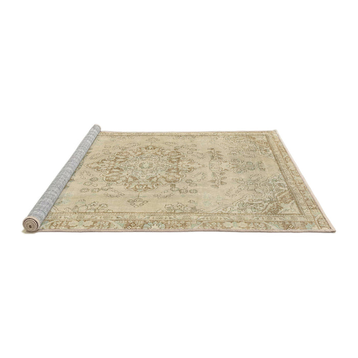 Sideview of Machine Washable Abstract Khaki Gold Rug, wshabs2132