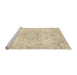 Sideview of Machine Washable Abstract Khaki Gold Rug, wshabs2132