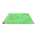 Sideview of Machine Washable Abstract Emerald Green Modern Area Rugs, wshabs2132emgrn