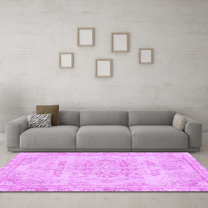 Machine Washable Abstract Purple Modern Area Rugs in a Living Room, wshabs2132pur