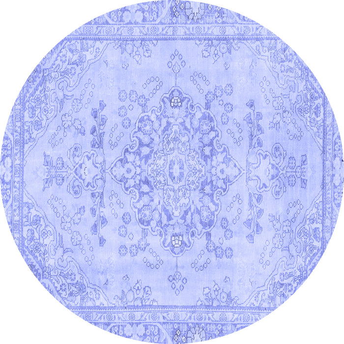 Round Abstract Blue Modern Rug, abs2132blu