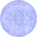 Round Abstract Blue Modern Rug, abs2132blu