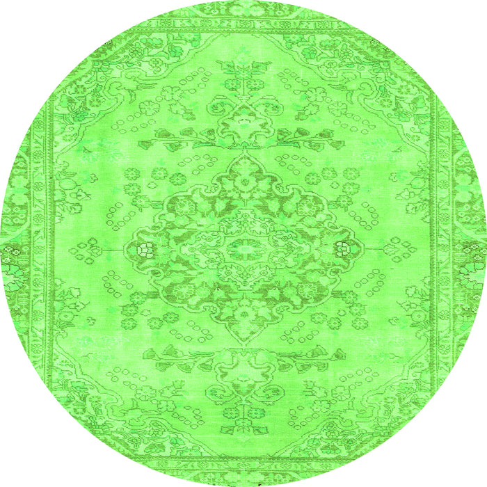 Round Machine Washable Abstract Green Modern Area Rugs, wshabs2132grn