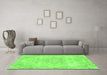 Machine Washable Abstract Green Modern Area Rugs in a Living Room,, wshabs2132grn