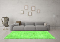 Machine Washable Abstract Green Modern Rug, wshabs2132grn